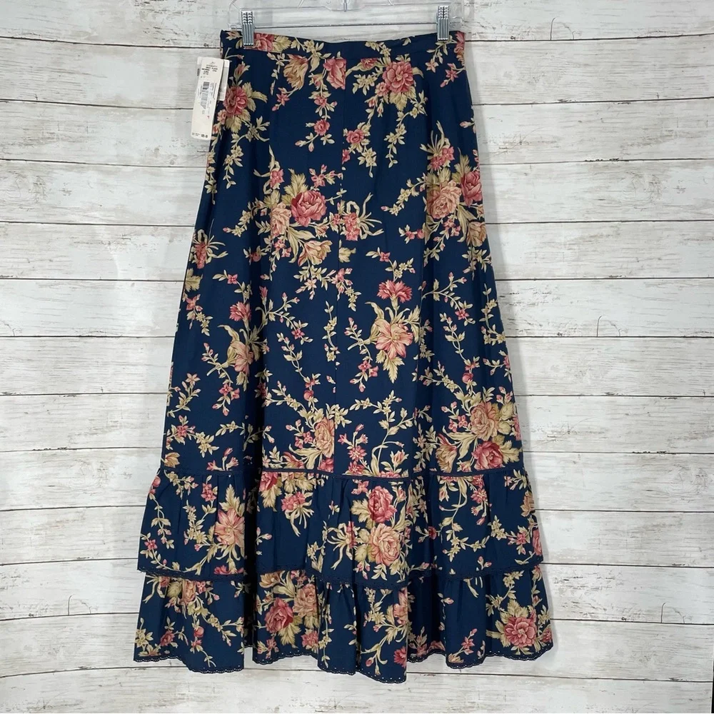 Vintage Lauren Ralph Lauren Country Floral Prairie Maxi Skirt Size 6 Dead Stock - Picture 2 of 8